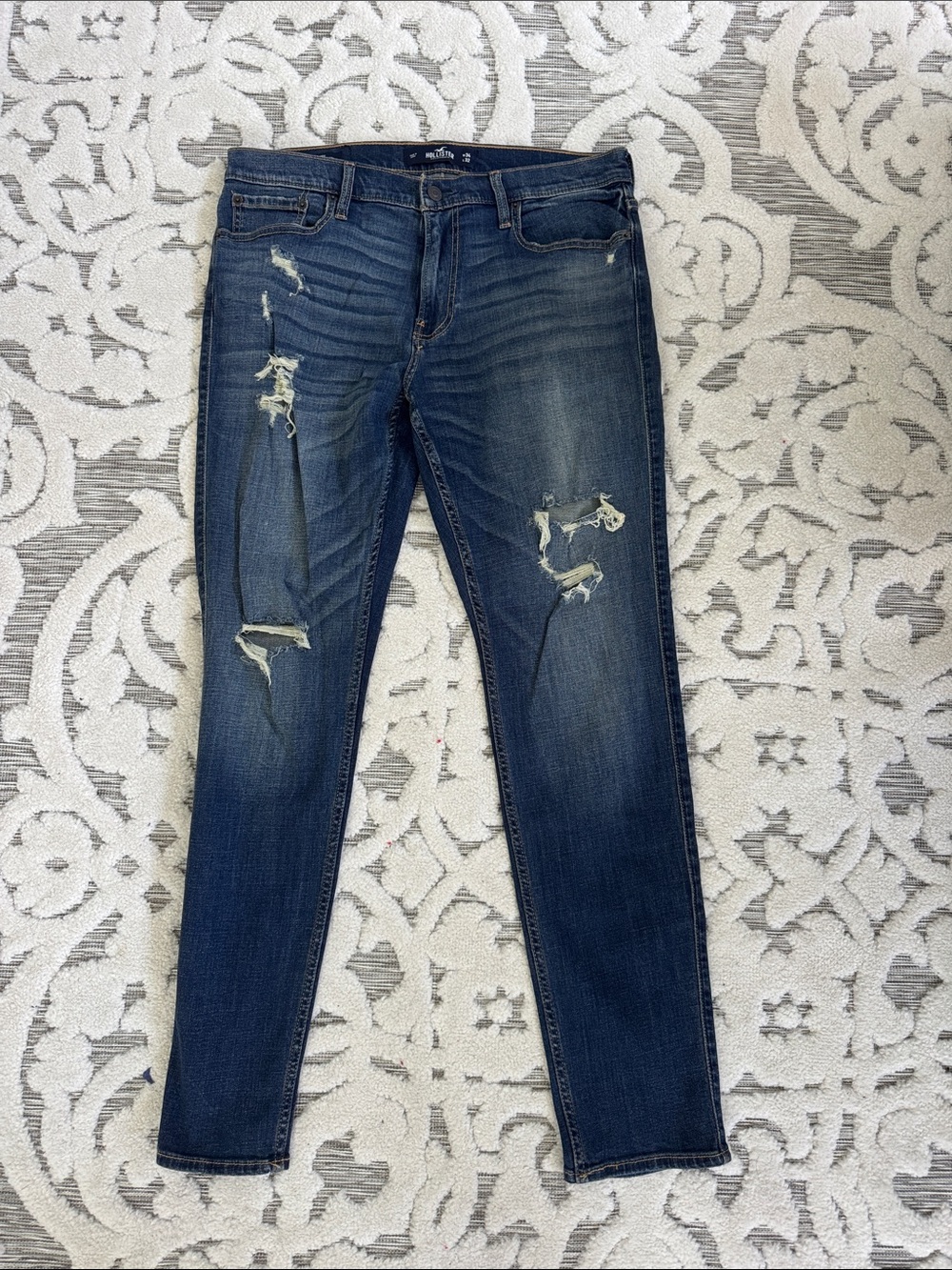 Men's Hollister Distressed Dark Blue Skinny Jeans
